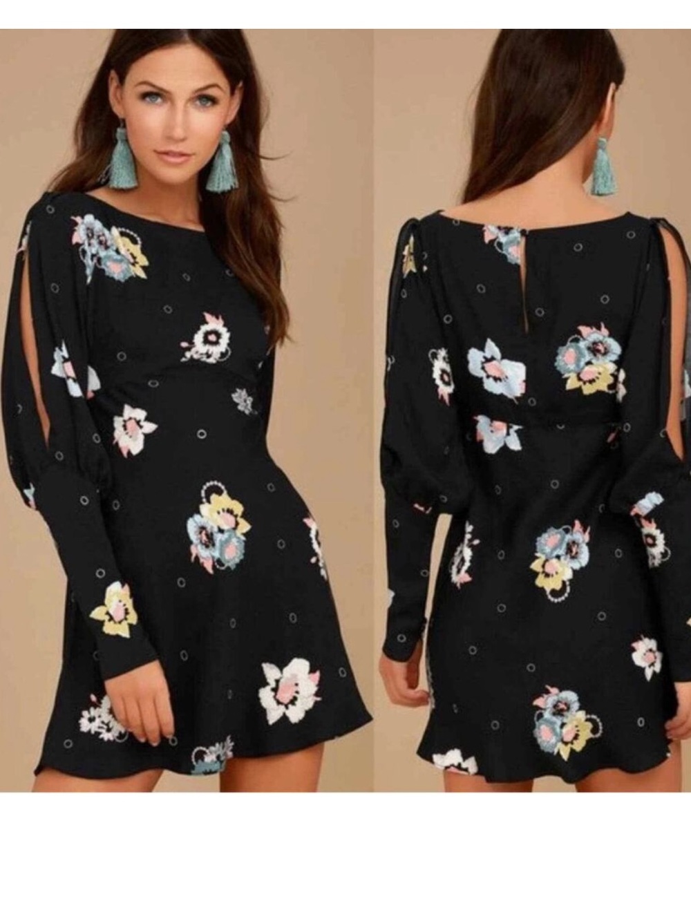 Free People Sunshadows Split Sleeve Dress Size 2